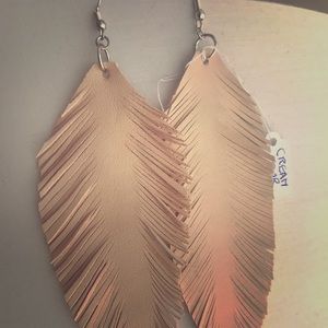 Leather feather earrings USA shipping only